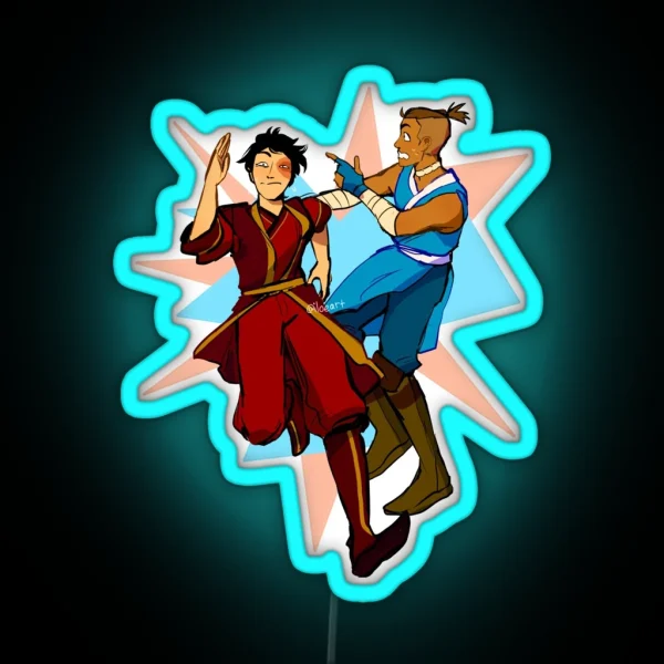 Sokka And Zuko Running Away RGB Neon Sign