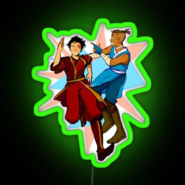 Sokka And Zuko Running Away RGB Neon Sign