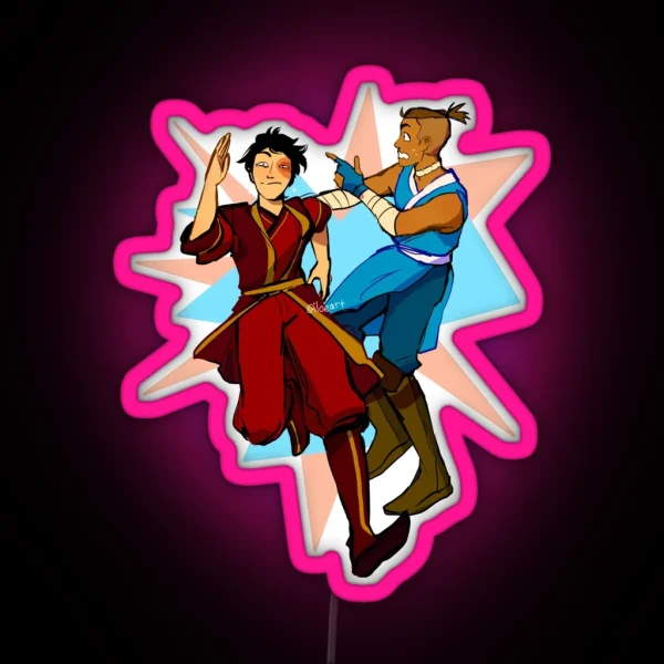 Sokka And Zuko Running Away RGB Neon Sign