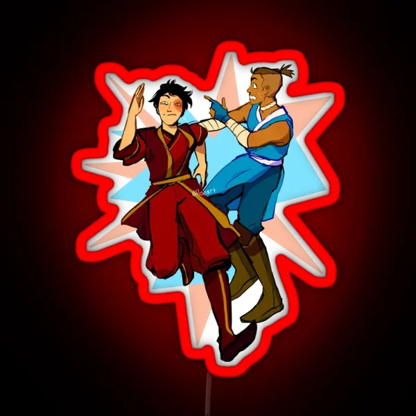 Sokka And Zuko Running Away RGB Neon Sign