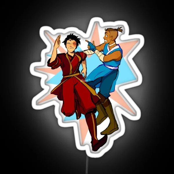 Sokka And Zuko Running Away RGB Neon Sign