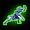 Sokka from Avatar: The Last Airbender, neon-lit RGB sign, green background