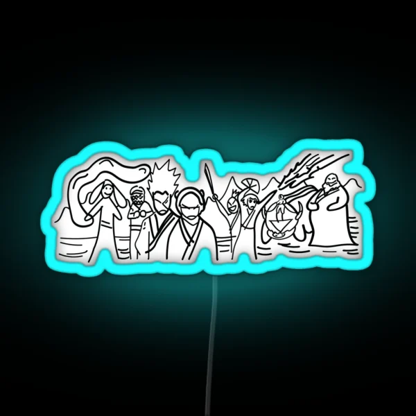 Sokka S Finale Drawing Of The Avatar Gang RGB Neon Sign
