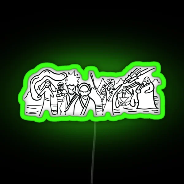 Sokka S Finale Drawing Of The Avatar Gang RGB Neon Sign