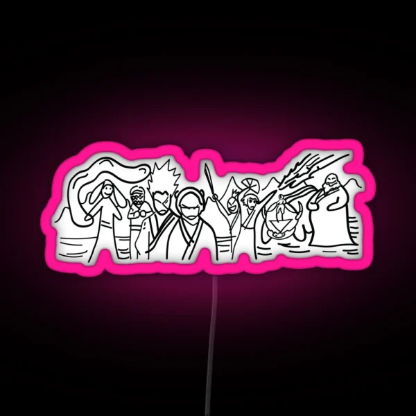 Sokka S Finale Drawing Of The Avatar Gang RGB Neon Sign