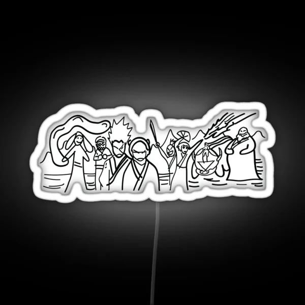 Sokka S Finale Drawing Of The Avatar Gang RGB Neon Sign
