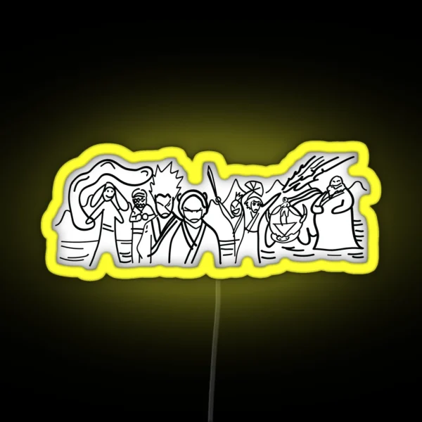 Sokka S Finale Drawing Of The Avatar Gang RGB Neon Sign