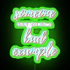 RGB Neon Sign with Green Color scheme, Bad Example Warning