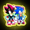 Sonic Shadow from Sonic Adventure 2, standing in front of a neon sign with a yellow glow.