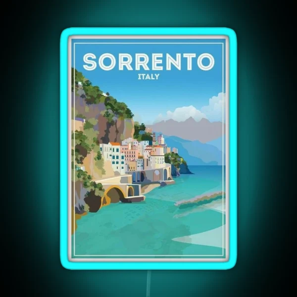 Sorrento Beach Italy Poster RGB Neon Sign