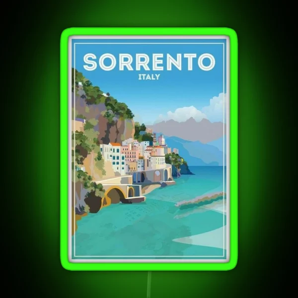 Sorrento Beach Italy Poster RGB Neon Sign