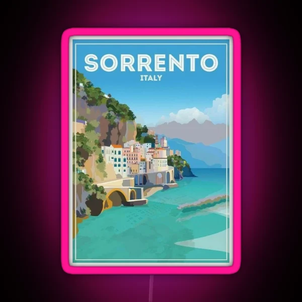 Sorrento Beach Italy Poster RGB Neon Sign