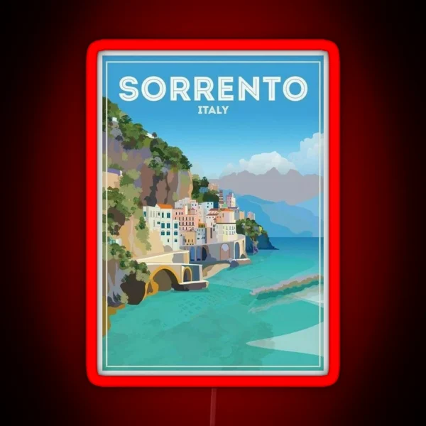 Sorrento Beach Italy Poster RGB Neon Sign