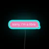 Libra pink phone message sign with neon lights.