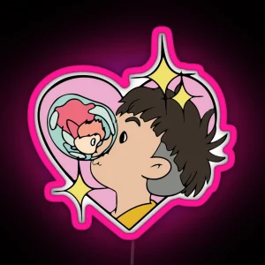 Sousuke Kissing Ponyo In A Water Bubble RGB Neon Sign