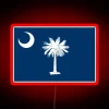 Neon sign featuring the state flag of South Carolina in vibrant colors.