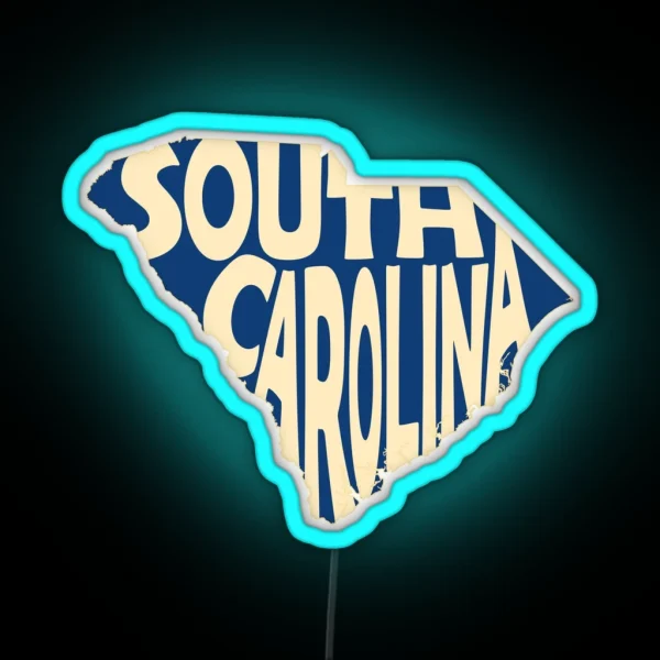 South Carolina State Word Art RGB Neon Sign