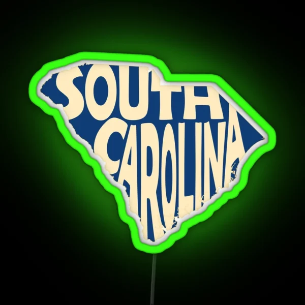 South Carolina State Word Art RGB Neon Sign