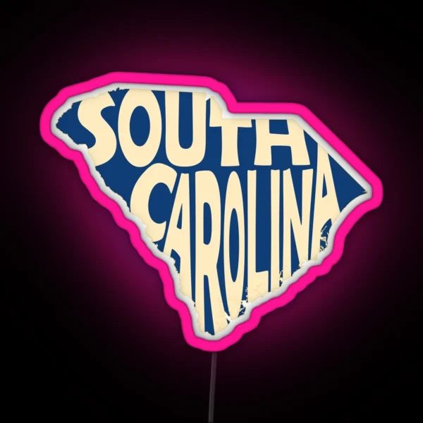 South Carolina State Word Art RGB Neon Sign