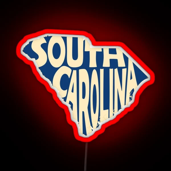 South Carolina State Word Art RGB Neon Sign