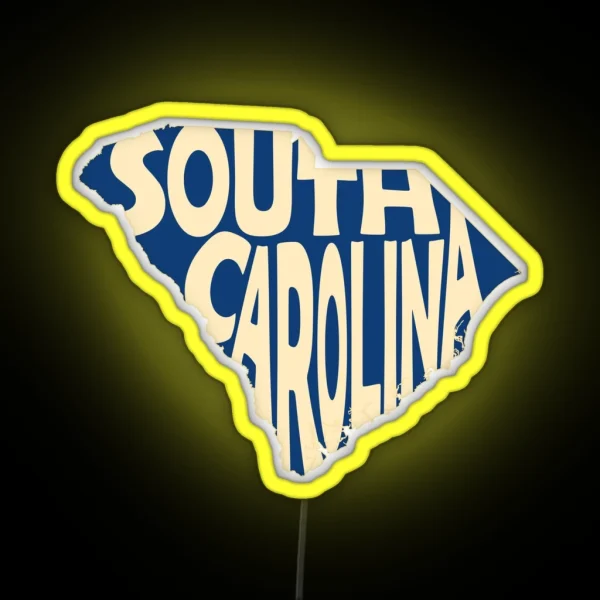 South Carolina State Word Art RGB Neon Sign
