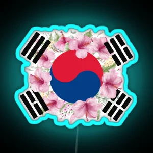 South Korea Flag Hibiscus Syriacus Korean Rose Mugunghwa RGB Neon Sign