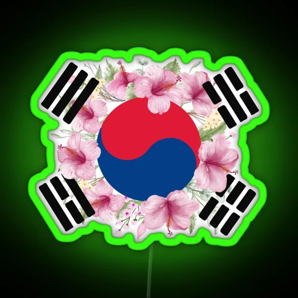 South Korea Flag Hibiscus Syriacus Korean RGB Neon Sign
