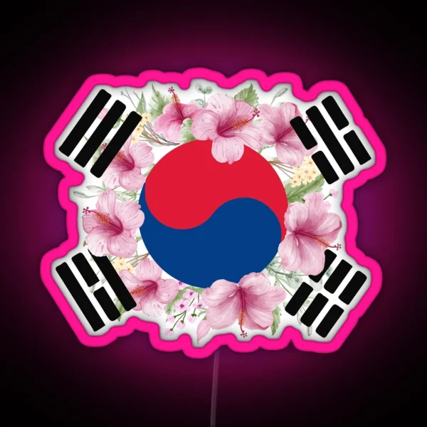 South Korea Flag Hibiscus Syriacus Korean RGB Neon Sign