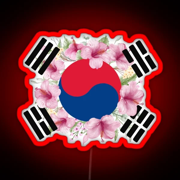 South Korea Flag Hibiscus Syriacus Korean RGB Neon Sign