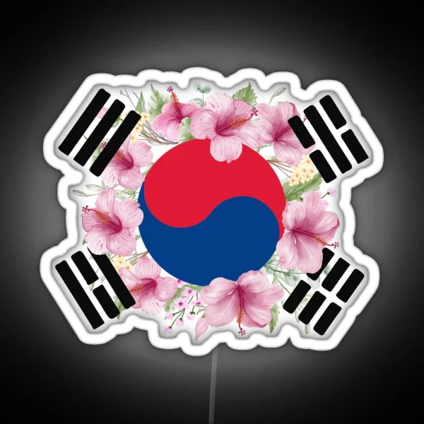 South Korea Flag Hibiscus Syriacus Korean RGB Neon Sign