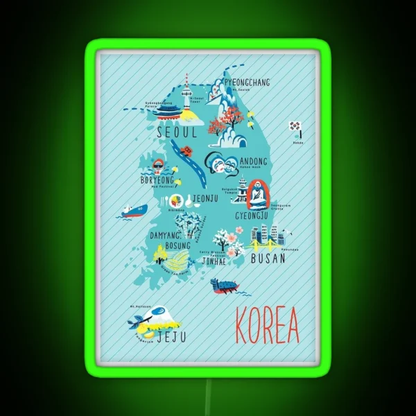 South Korea Map RGB Neon Sign