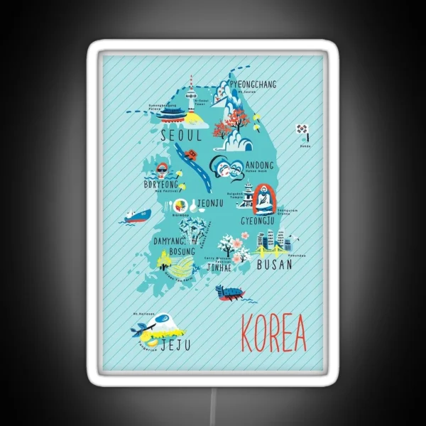 South Korea Map RGB Neon Sign