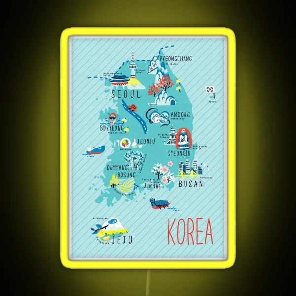 South Korea Map RGB Neon Sign