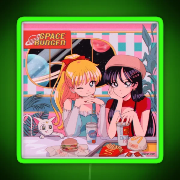 Space Burger RGB Neon Sign