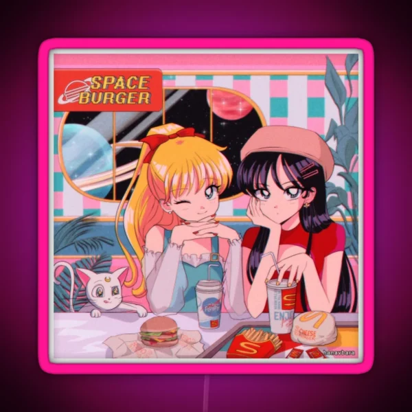 Space Burger RGB Neon Sign