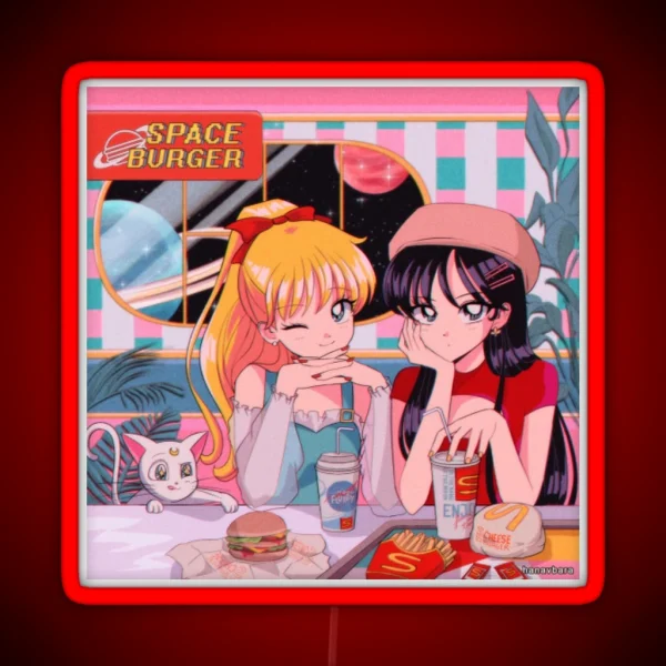Space Burger RGB Neon Sign