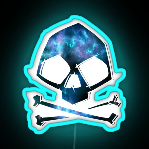 Space Pirate Skull RGB Neon Sign