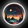 RGB Neon Space Station Sign on Utopian Planet Base