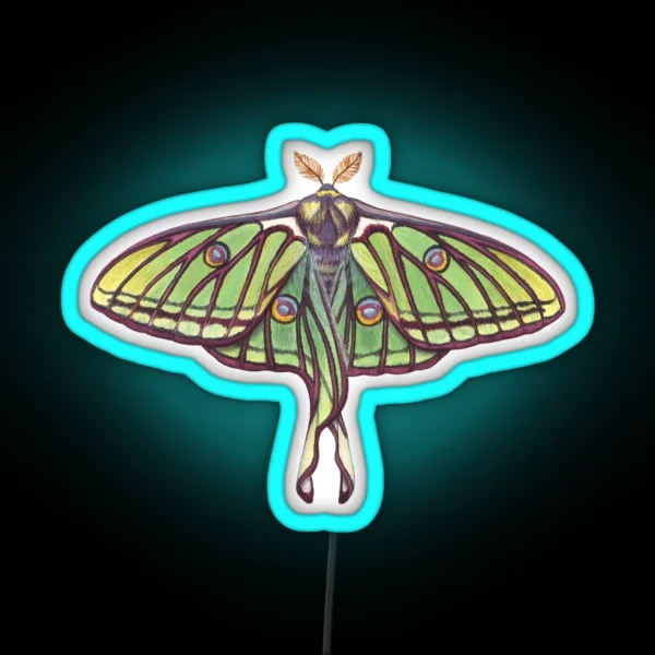 Spanish Moon Moth Graellsia Isabellae RGB Neon Sign