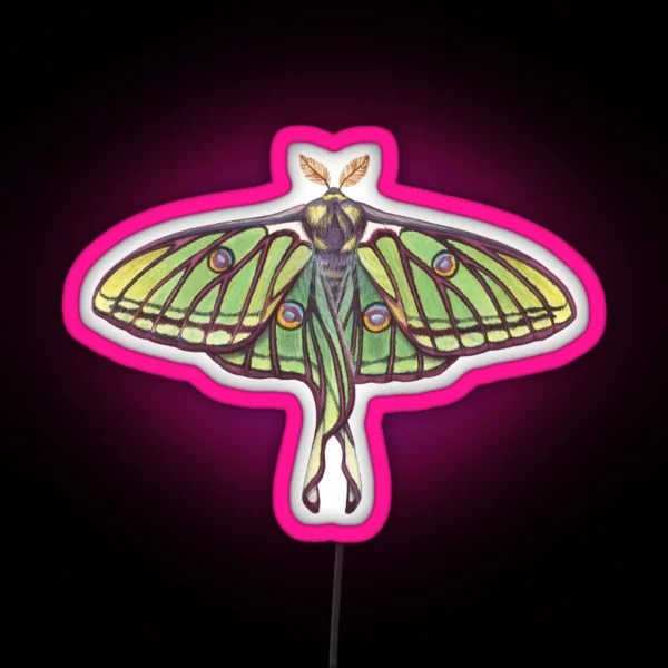 Spanish Moon Moth Graellsia Isabellae RGB Neon Sign