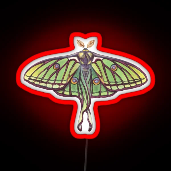Spanish Moon Moth Graellsia Isabellae RGB Neon Sign