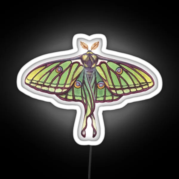 Spanish Moon Moth Graellsia Isabellae RGB Neon Sign