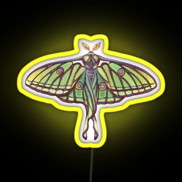 Spanish Moon Moth Graellsia Isabellae RGB Neon Sign