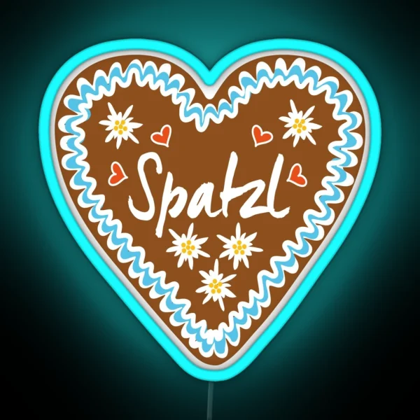 Spatzl Gingerbread Heart Oktoberfest RGB Neon Sign