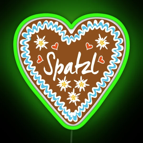 Spatzl Gingerbread Heart Oktoberfest RGB Neon Sign