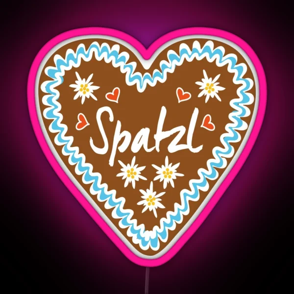 Spatzl Gingerbread Heart Oktoberfest RGB Neon Sign