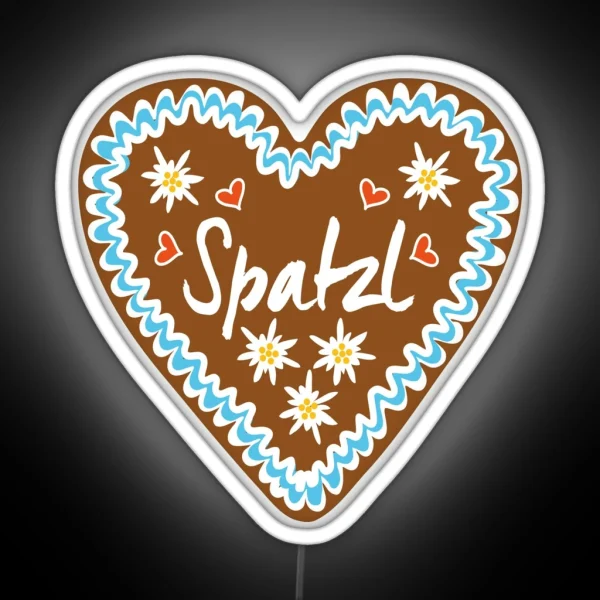 Spatzl Gingerbread Heart Oktoberfest RGB Neon Sign