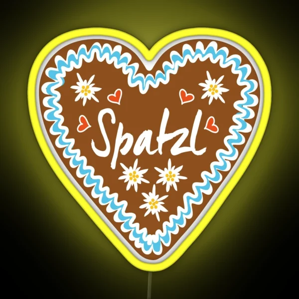 Spatzl Gingerbread Heart Oktoberfest RGB Neon Sign