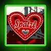 Neon sign with green letters spelling out "Spatzl" in a modern, colorful font.
