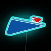 Neon speedometer with blue and white digital display in a futuristic style.